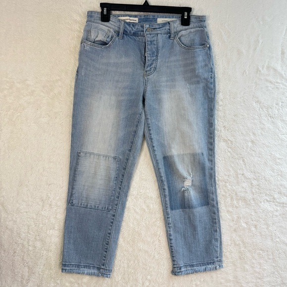 Pilcro and the Letterpress Denim - Pilcro & The Letterpress Hyphen Jeans Women's 28 Boyfriend Cropped Patchwork